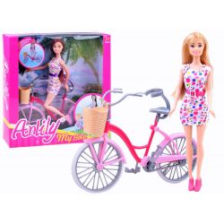 ANLILY Bábika Barbie + Retro bicykel, ružový