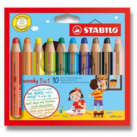 Farebné ceruzky Stabilo Woody 3v1 10ks