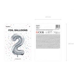 Balón fóliový, číslo 2 strieborný