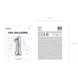 Balón fóliový- číslo 1, strieborný 