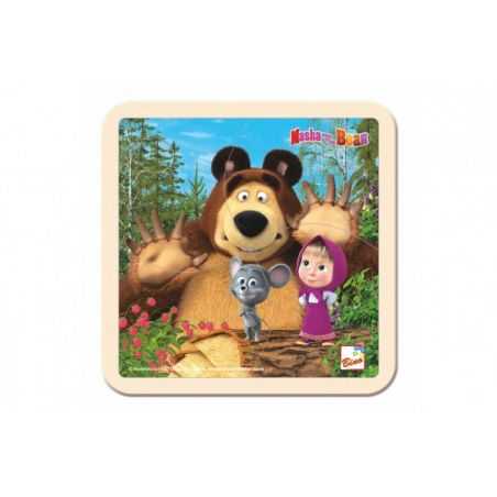 Drevené puzzle Máša a medved, s myškou