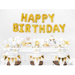 Fóliový balón- Happy Birthday, zlatá 