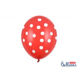 Balón 30cm, Bodkované - červeno/biele