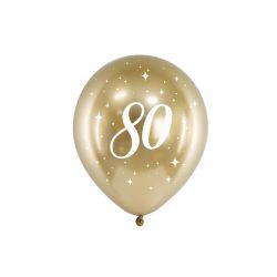 Balón 30cm, zlatý s číslom 80, 6v1
