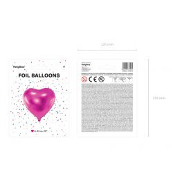 Fóliový balón- Srdce 45cm, tm.ružový
