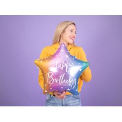 Fóliový balón- Happy Birthday, 40cm, dúhový