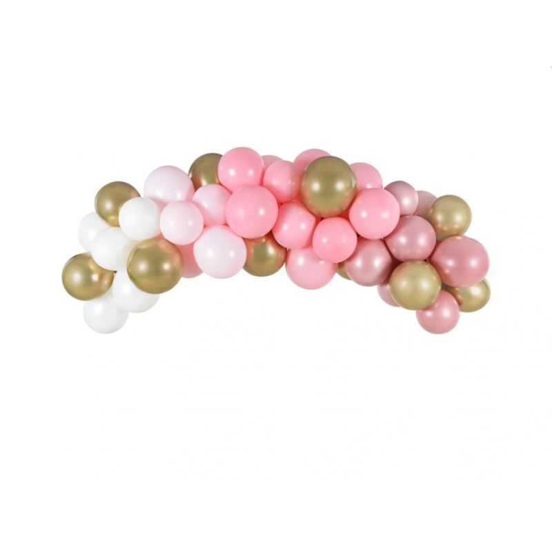 Balónová girlanda - ružovo-bielo-zlatá, 200 cm