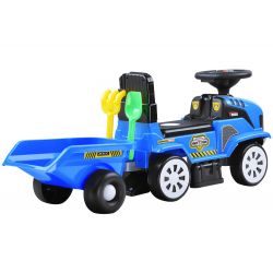 Veľký traktor s prívesom, modrý