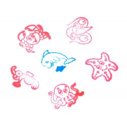 Set pečiatok – morské zvieratká, ružové
