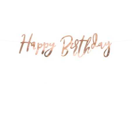 Baner Happy Birthday ružové zlato, 16,5 x 62 cm