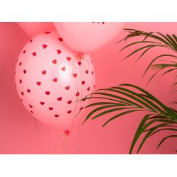 Balóny 30 cm ružový so srdiečkami