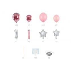 Balónová kytica – Číslo „1“ ružová, 90x140cm