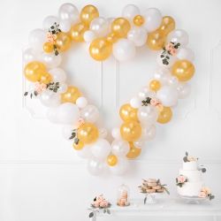 Balónová girlanda v tvare Srdca, bielo-zlaté 160cm