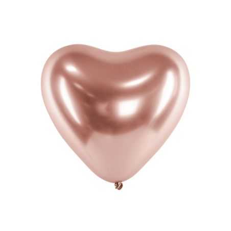 Lesklý balón 30cm, Srdce, ružovo zlatý