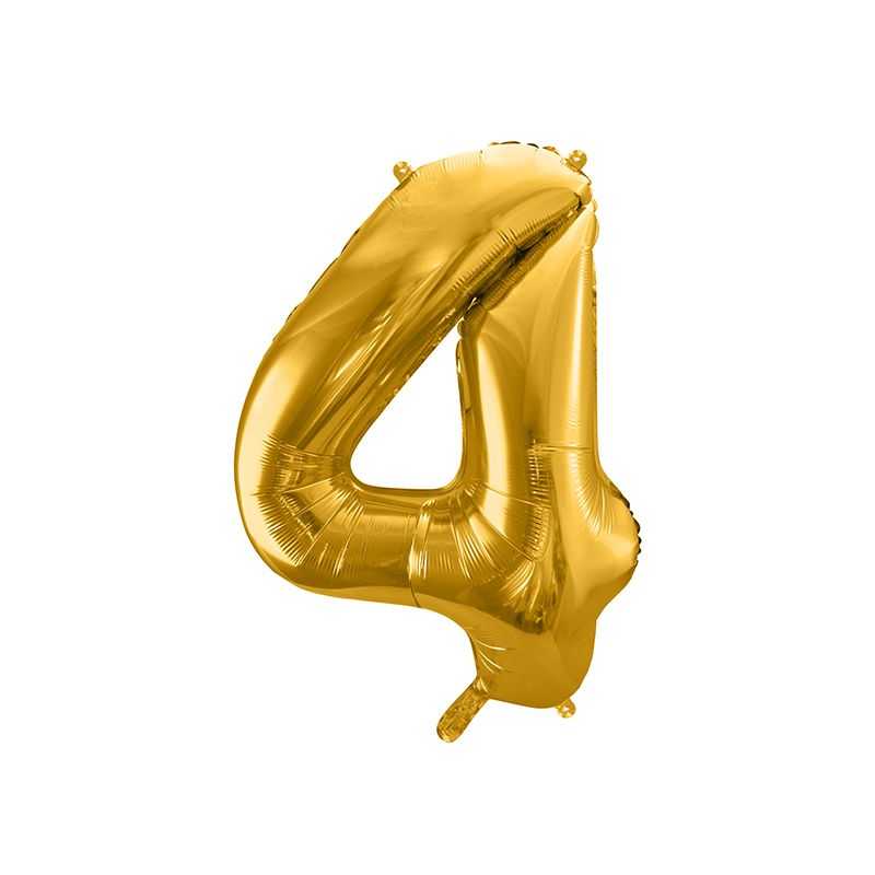 Balón fóliový 86cm, číslo 4 zlatý