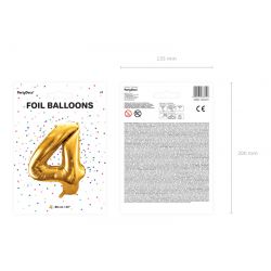 Balón fóliový 86cm, číslo 4 zlatý