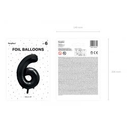 Balón fóliový 86cm, číslo 6 čierny