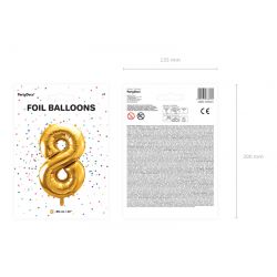 Balón fóliový 86cm, číslo 8 zlatý