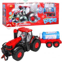 Traktor vypúšťajúci bubliny