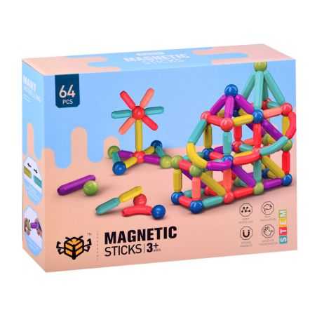 Farebná magnetická stavebnica, 64 dielov