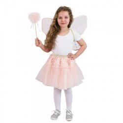 Detský kostým Kvetinová vílaRuženka s paličkou a krídlami S