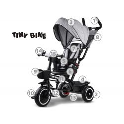 Trojkolka Tiny Bike 3v1 so strieškou sivá