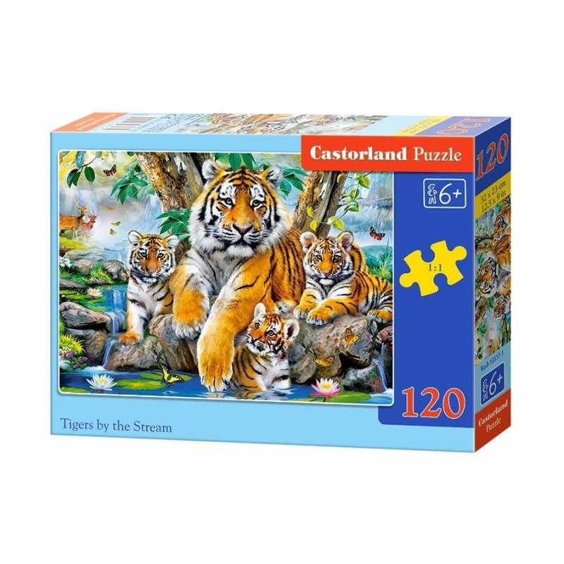 Castorland Puzzle Tygři u vodopádu, 120 dílků