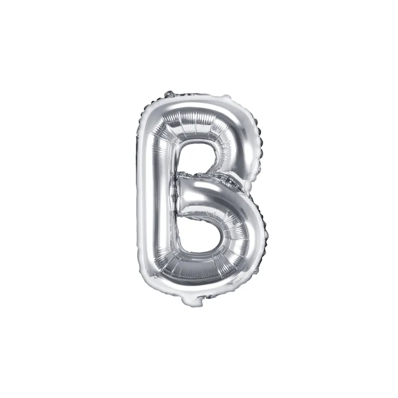Fóliový balón písmeno „B“, 35cm stříbrný