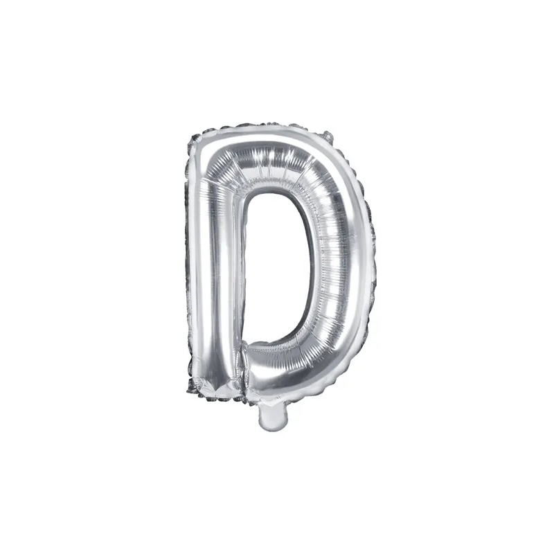 Fóliový balón písmeno „D“, 35cm stříbrný