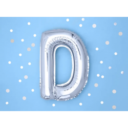 Fóliový balón písmeno „D“, 35cm stříbrný