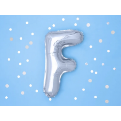 Fóliový balón písmeno „F“, 35cm stříbrný