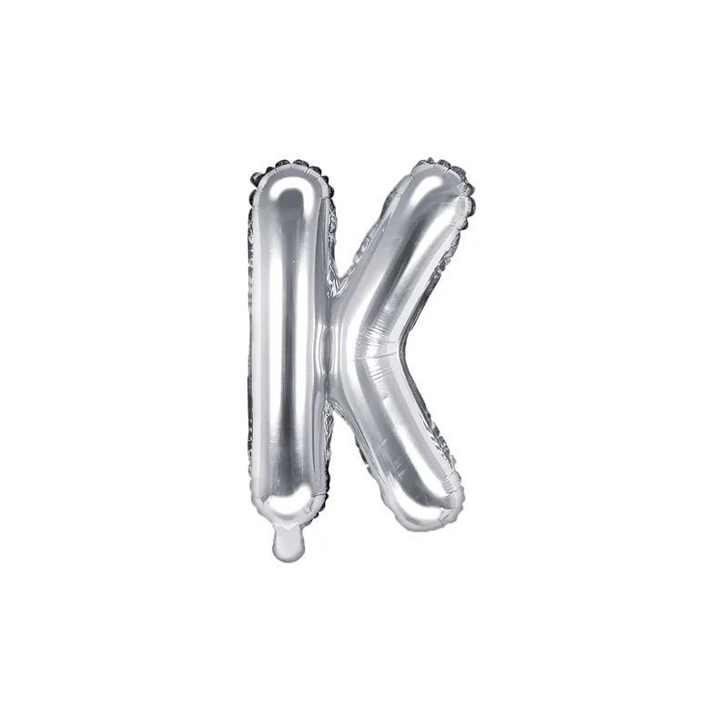 Fóliový balón písmeno „K“, 35cm stříbrný
