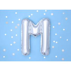 Fóliový balón písmeno „M“, 35cm stříbrný