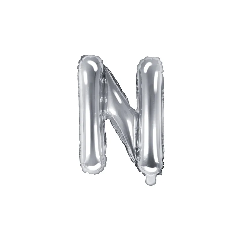 Fóliový balón písmeno „N“, 35cm stříbrný