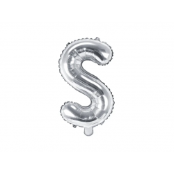 Fóliový balón písmeno „S“, 35cm stříbrný
