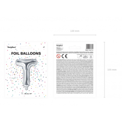 Fóliový balón písmeno „T“, 35cm stříbrný