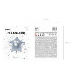 Fóliový balón Hvězda, 48cm, stříbrná