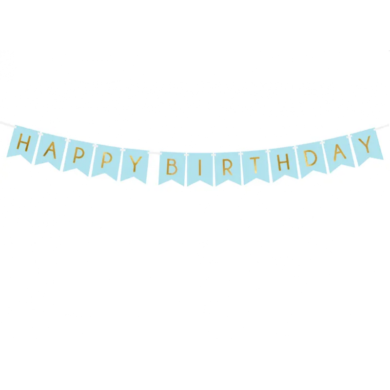 Banner Happy Birthday, modrý 15x175cm