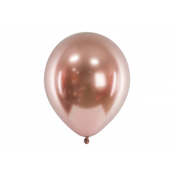 Lesklý balón 30cm, růžovo-zlatý