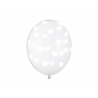 Balón Strong 30cm Srdíčka bílé, průsvitný
