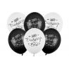 Balón Strong 30cm Happy Birthday, bílo-černý 6v1