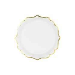 Papírové talíře bílo-zlaté 18,5cm, 6ks