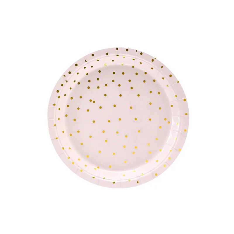 Papírové talíře Puntíky světle růžové 18cm, 6ks