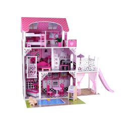 Drevený domček pre bábiky 90 cm, so šmýkačkou a výťahom
