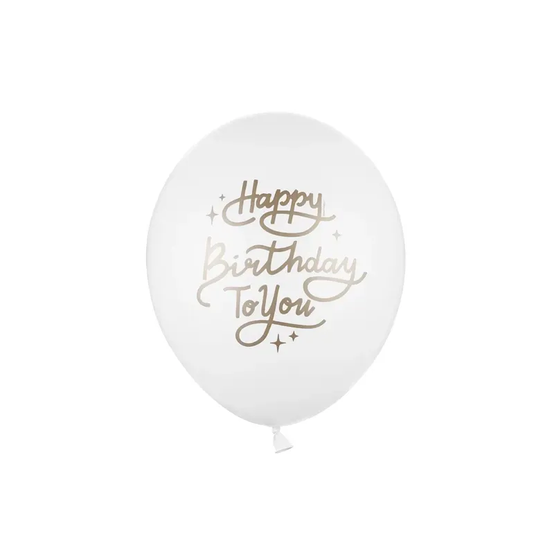 Balón STRONG Happy Birthday: čierno-biele, 6v1