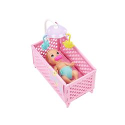 Bábika Barbie Skipper opatrovateľka s fialovým melírom + bábätko, doplnky