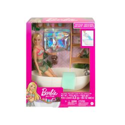Bábika Barbie kúpeľ s farebnými konfetami